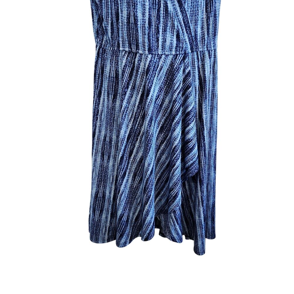 BCBG Maxazria Sleeveless V-Neck Jersey Faux Wrap Dress Retro Blue Size Large - Picture 5 of 7